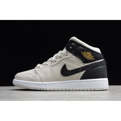 Nike Air Jordan 1 Mid Açık Metal Altın / Siyah Basketbol Ayakkabısı Türkiye - TRSSS1HU